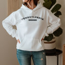 Small White  United States Name & Slogan Hoodie