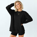 Large Black Unisex Crewneck Sweatshirt | Cozy Fleece Pullover | Plain Blank Sweatshirt in 10 Colors S-2XL