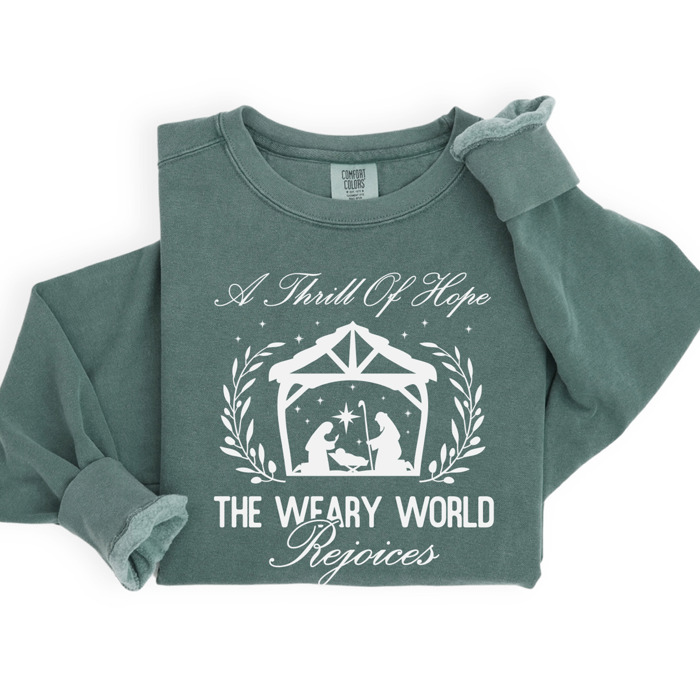 Christian Christmas Sweatshirt Comfort Colors 1566 | Cozy Faith Sweatshirt Gift | Jesus Crewneck Holiday Outfit