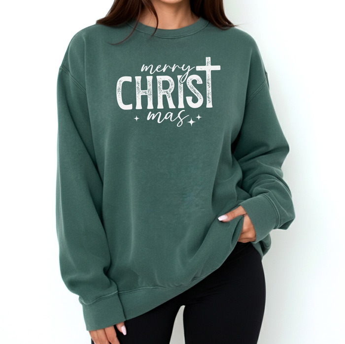 Christian Christmas Sweatshirt Comfort Colors 1566 | Cozy Faith Sweatshirt Gift | Jesus Crewneck Holiday Outfit