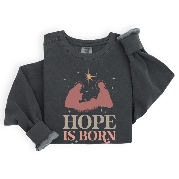 Christian Christmas Sweatshirt Comfort Colors 1566 | Cozy Faith Sweatshirt Gift | Jesus Crewneck Holiday Outfit