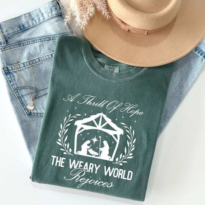 Christian Christmas T-Shirt Comfort Colors 1717 | Garment Dyed Heavyweight Faith T-Shirt | Jesus Holiday