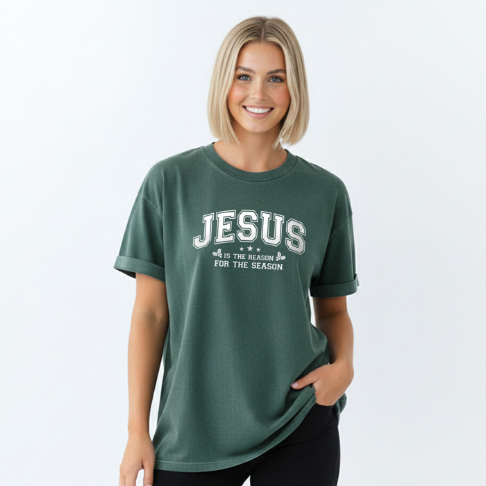 Christian Christmas T-Shirt Comfort Colors 1717 | Garment Dyed Heavyweight Faith T-Shirt | Jesus Holiday