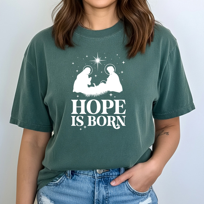 Christian Christmas T-Shirt Comfort Colors 1717 | Garment Dyed Heavyweight Faith T-Shirt | Jesus Holiday