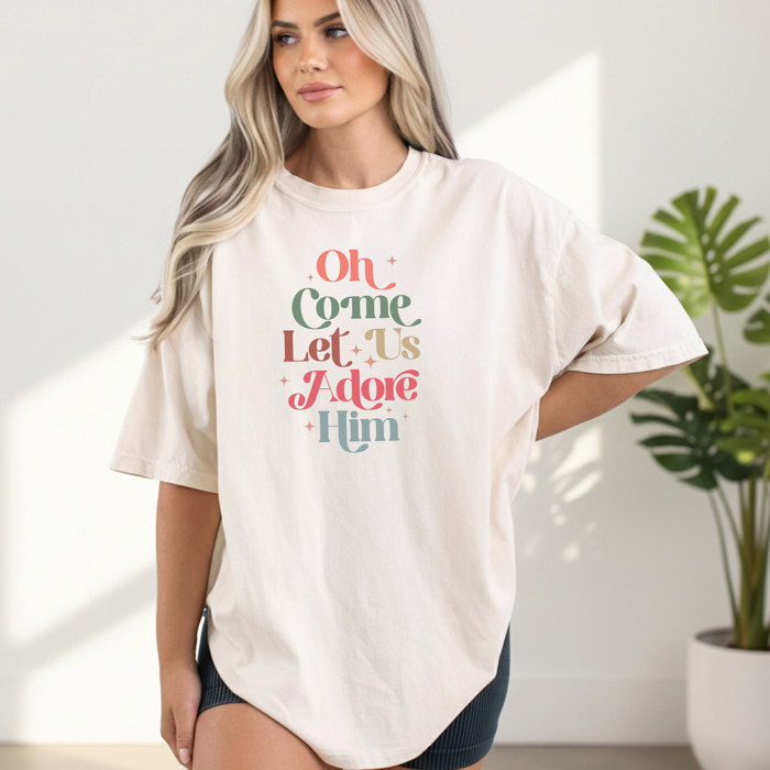 Christian Christmas T-Shirt Comfort Colors 1717 | Garment Dyed Heavyweight Faith T-Shirt | Jesus Holiday