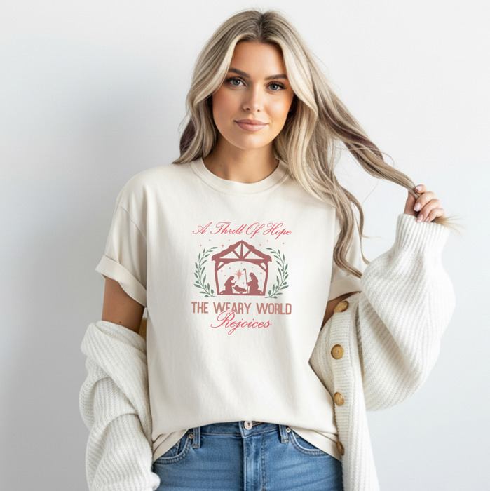 Christian Christmas T-Shirt Comfort Colors 1717 | Garment Dyed Heavyweight Faith T-Shirt | Jesus Holiday