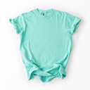 Small Chalky Mint Garment-Dyed Heavyweight Plain Short Sleeve T-Shirt Unisex 1717 Blank Vintage washed Tees