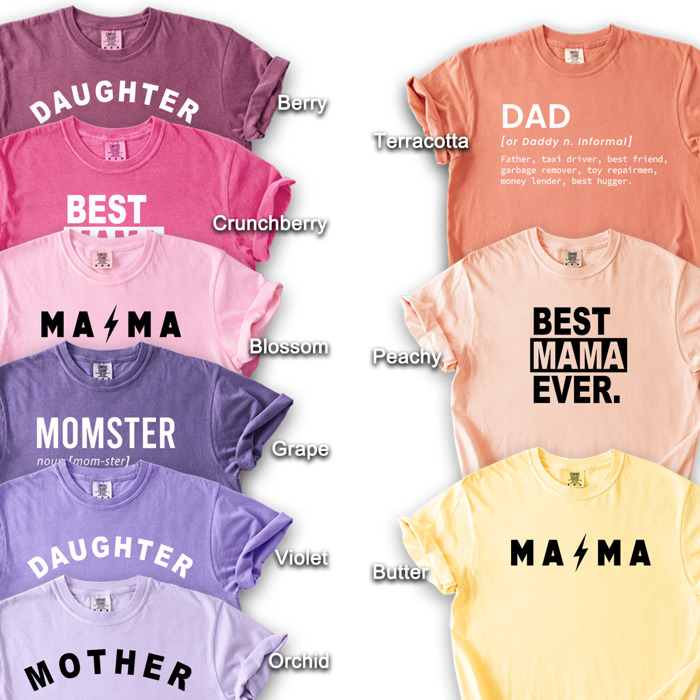 Family T-Shirts - Mom, Dad, Daughter, Mama, Favorite, Mother, Father, Gift, Love, Minimal, Simple, Best Gift