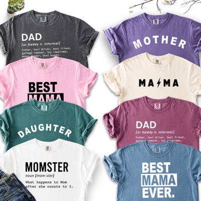 Family T-Shirts - Mom, Dad, Daughter, Mama, Favorite, Mother, Father, Gift, Love, Minimal, Simple, Best Gift