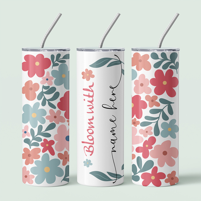 Personalized Abstract Flower Design Tumbler - Design 3