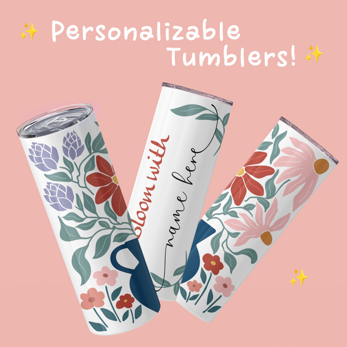 Personalized Abstract Flower Design Tumbler - Design 4