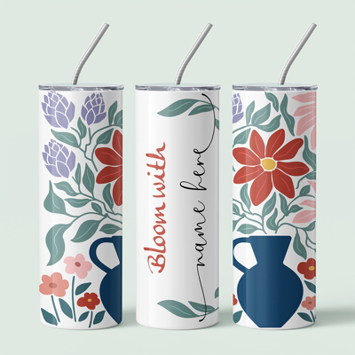 Personalized Abstract Flower Design Tumbler - Design 4