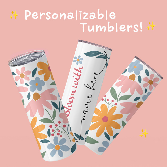 Personalized Abstract Flower Design Tumbler - Design 5