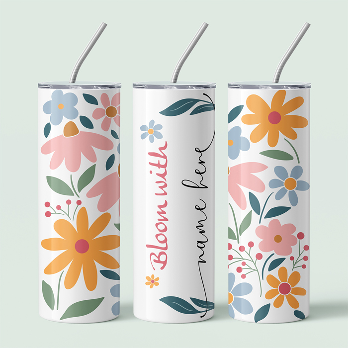 Personalized Abstract Flower Design Tumbler - Design 5