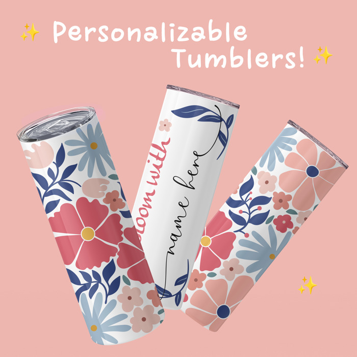 Personalized Abstract Flower Design Tumbler - Design 6