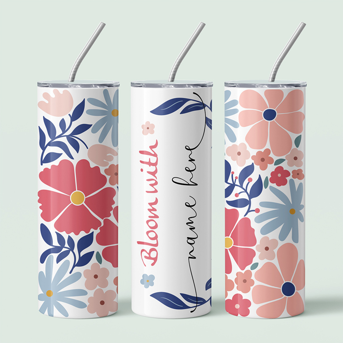 Personalized Abstract Flower Design Tumbler - Design 6