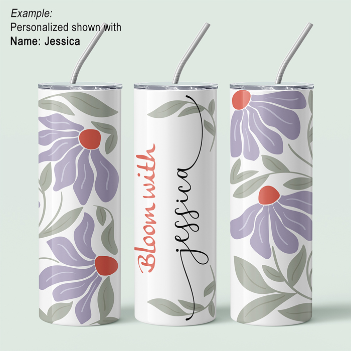 Personalized Abstract Flower Design Tumbler - Design 1