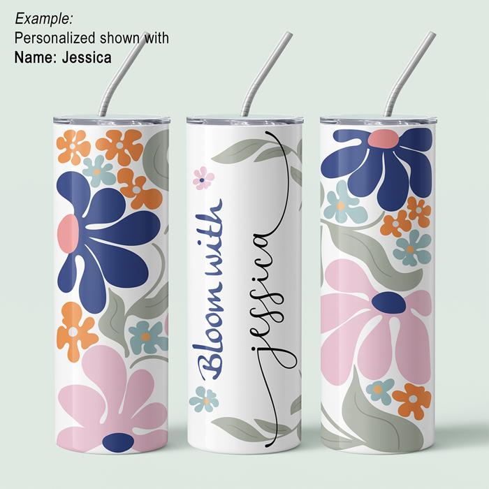 Personalized Abstract Flower Design Tumbler - Design 2