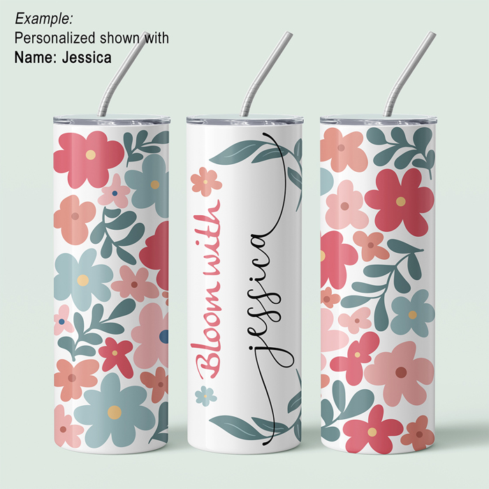 Personalized Abstract Flower Design Tumbler - Design 3