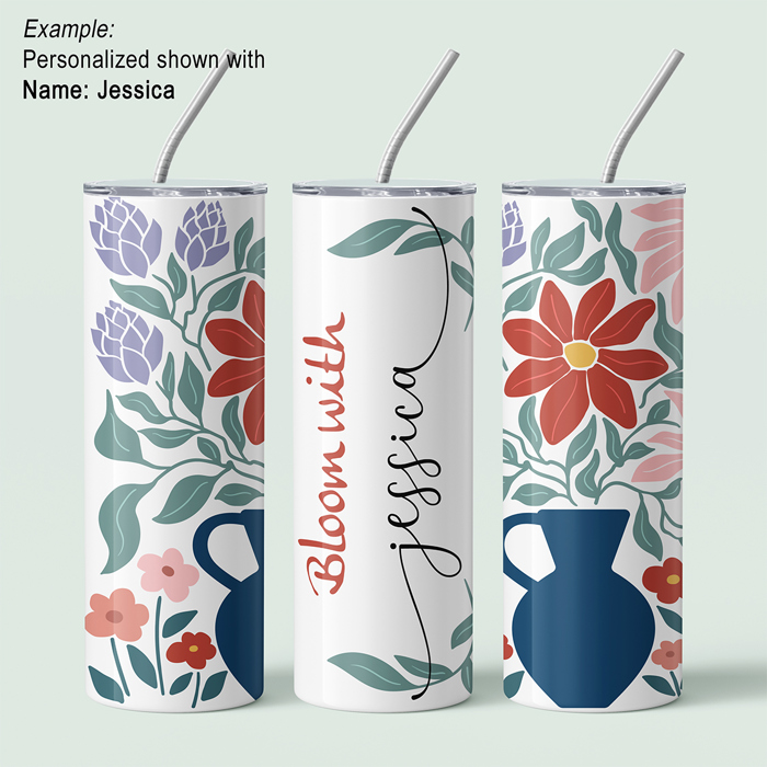 Personalized Abstract Flower Design Tumbler - Design 4