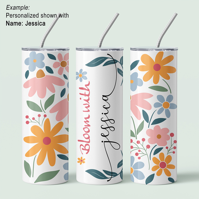 Personalized Abstract Flower Design Tumbler - Design 5