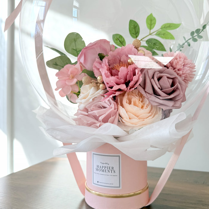 Athens Pink Assorted Flower Balloon Bouquet Pink Box