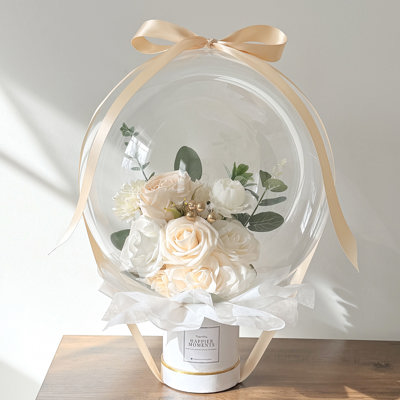 Holy White Assorted Flower Balloon Bouquet White Box