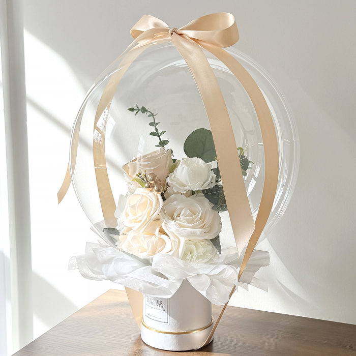 Holy White Assorted Flower Balloon Bouquet White Box