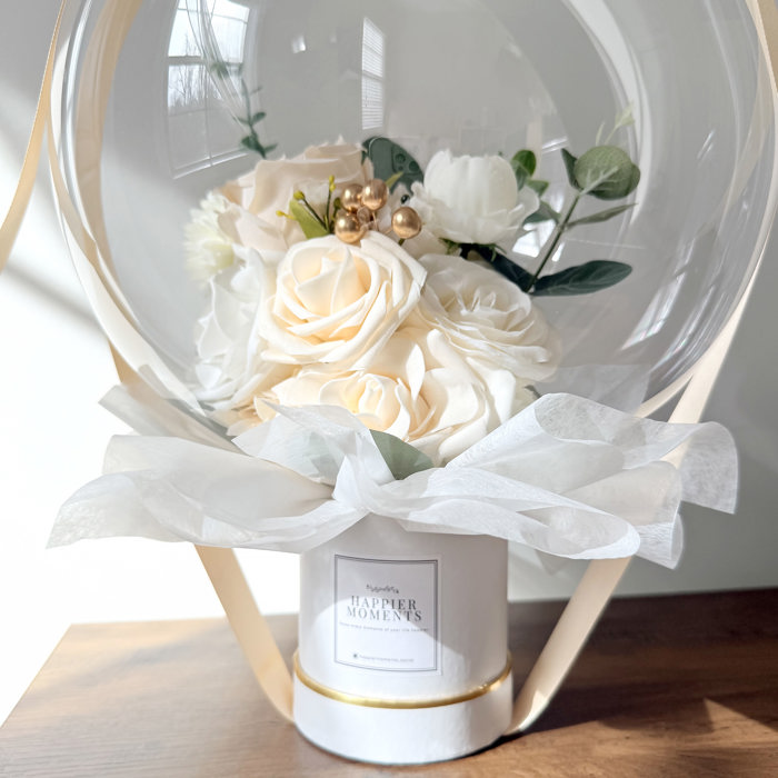 Holy White Assorted Flower Balloon Bouquet White Box