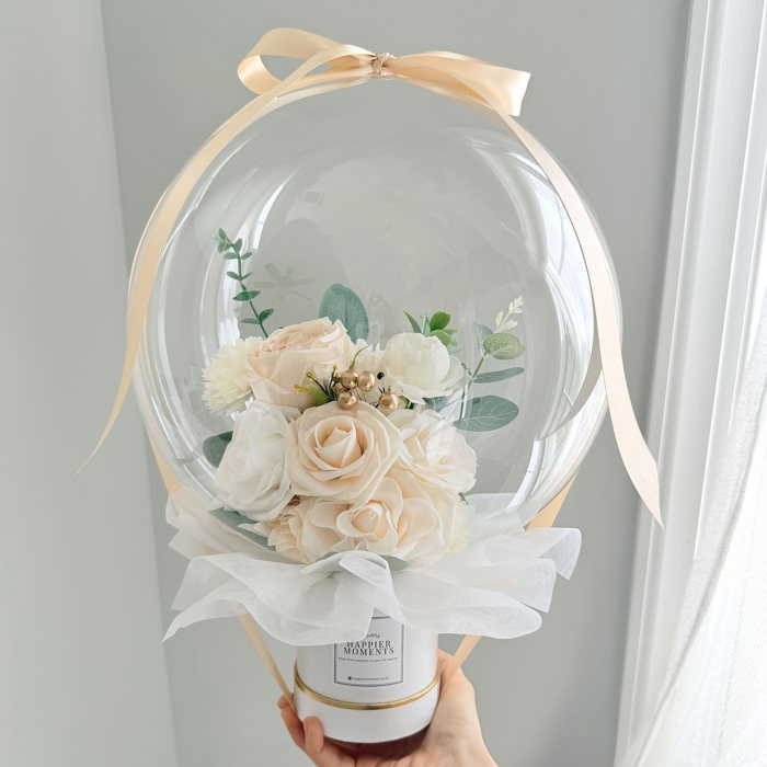 Holy White Assorted Flower Balloon Bouquet White Box