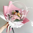  Graduation Teddy Bear Pink Rose Flower Balloon Bouquet Pink Wrapping paper