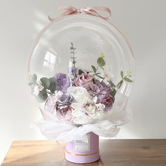 Purple Assorted Flower Balloon Bouquet Purple Box