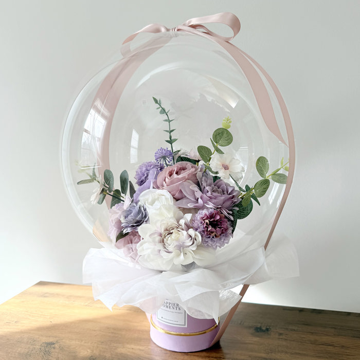 Purple Assorted Flower Balloon Bouquet Purple Box