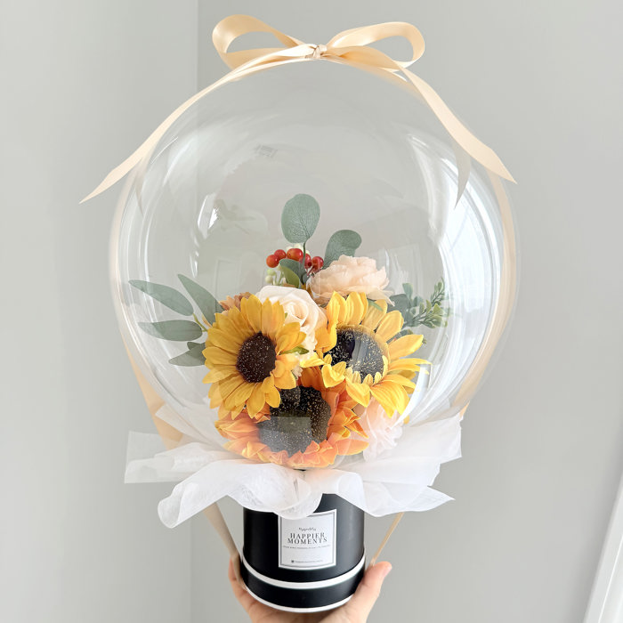 Sunflower Assorted Flower Balloon Bouquet Black Box