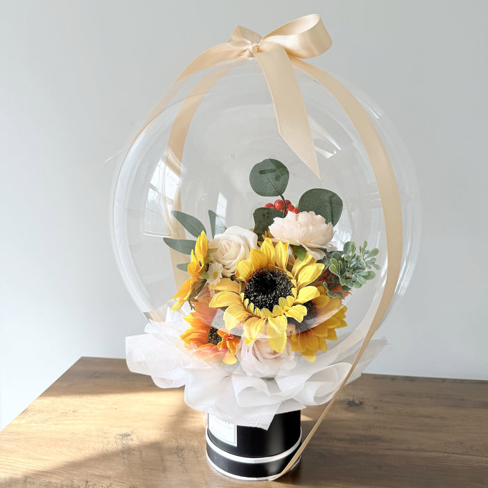 Sunflower Assorted Flower Balloon Bouquet Black Box