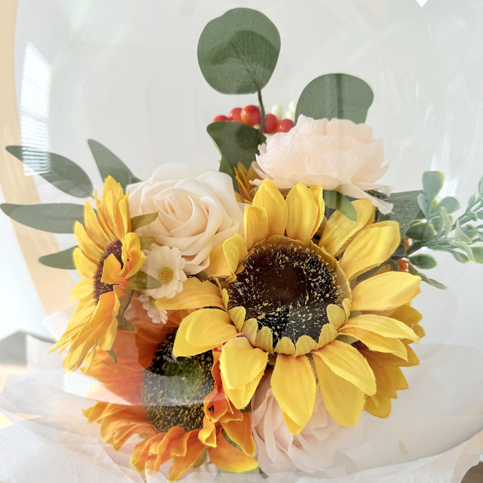 Sunflower Assorted Flower Balloon Bouquet Black Box