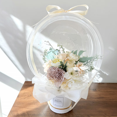 White Assorted Flower Balloon Bouquet White Box