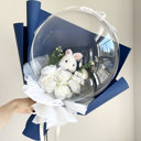  Bunny White Rose Flower Balloon Bouquet Navy Flower Wrapping paper