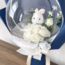  Bunny White Rose Flower Balloon Bouquet Navy Flower Wrapping paper