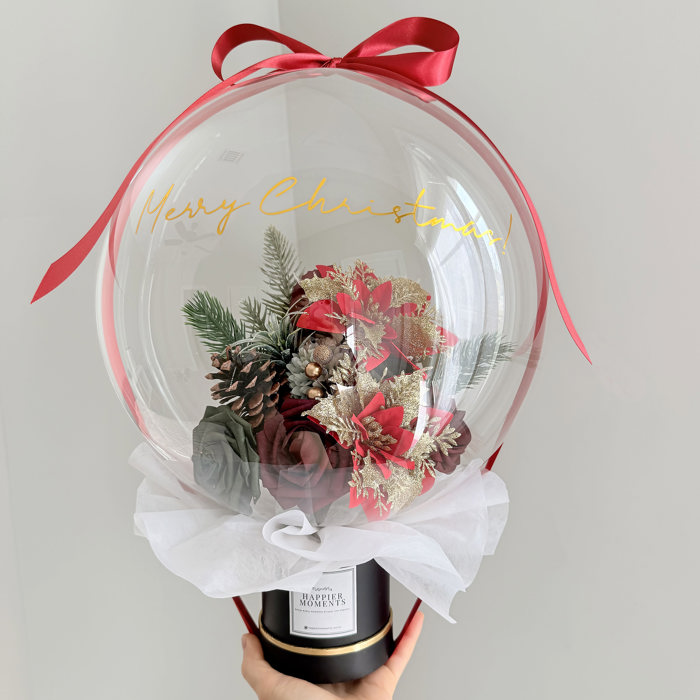 Christmas Red Assorted Flower Balloon Bouquet Black Box