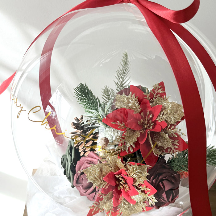 Christmas Red Assorted Flower Balloon Bouquet Black Box