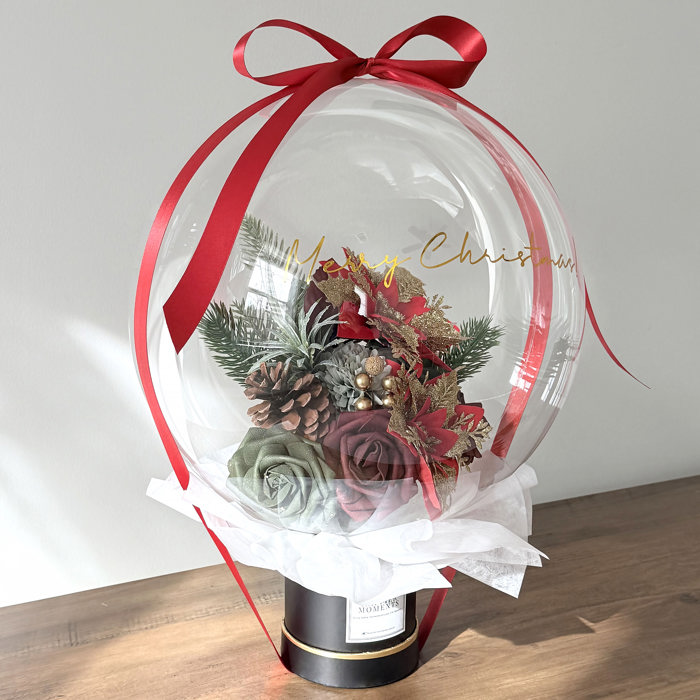 Christmas Red Assorted Flower Balloon Bouquet Black Box