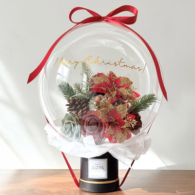 Christmas Red Assorted Flower Balloon Bouquet Black Box