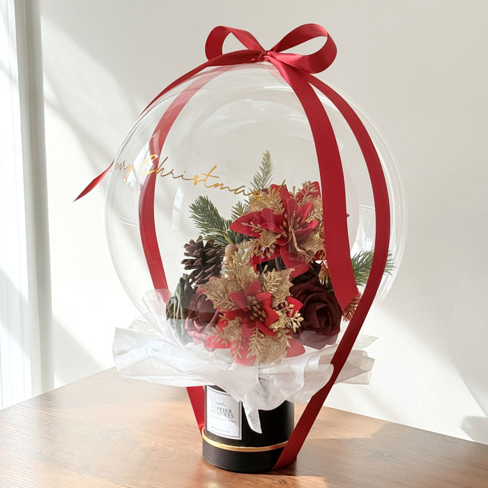 Christmas Red Assorted Flower Balloon Bouquet Black Box