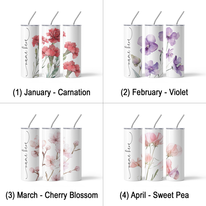 Personalized Birth Month Flower Tumbler