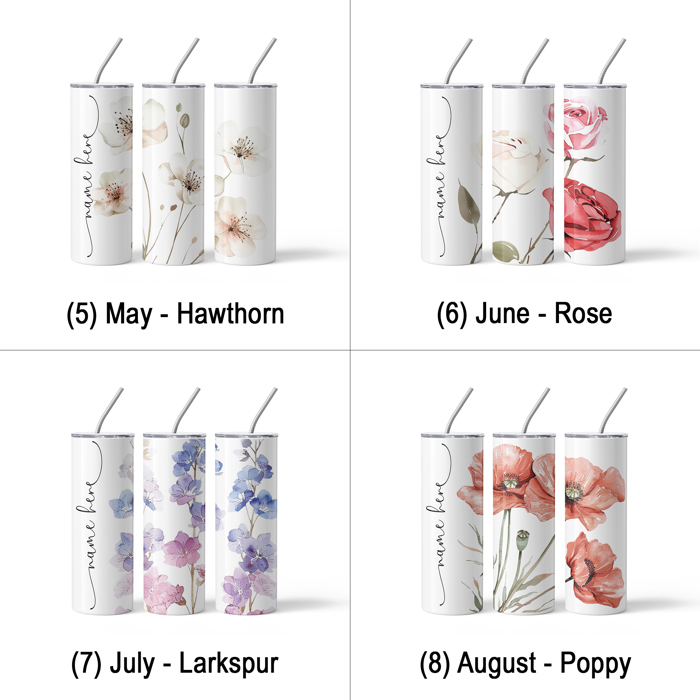 Personalized Birth Month Flower Tumbler