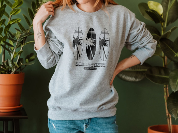 California Beach Three Surf Boards Sweatshirt