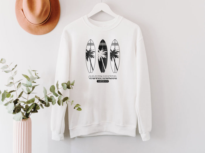 California Beach Three Surf Boards Sweatshirt