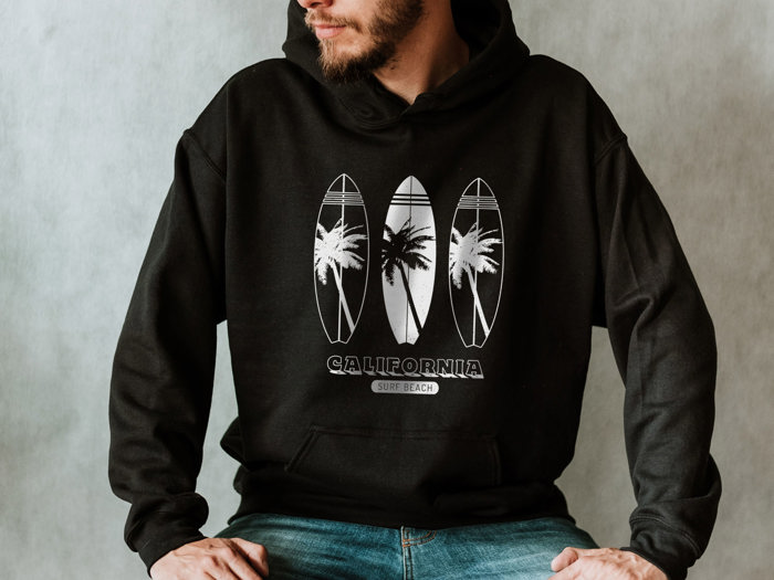 California Beach Three Surf Boards Hoodie