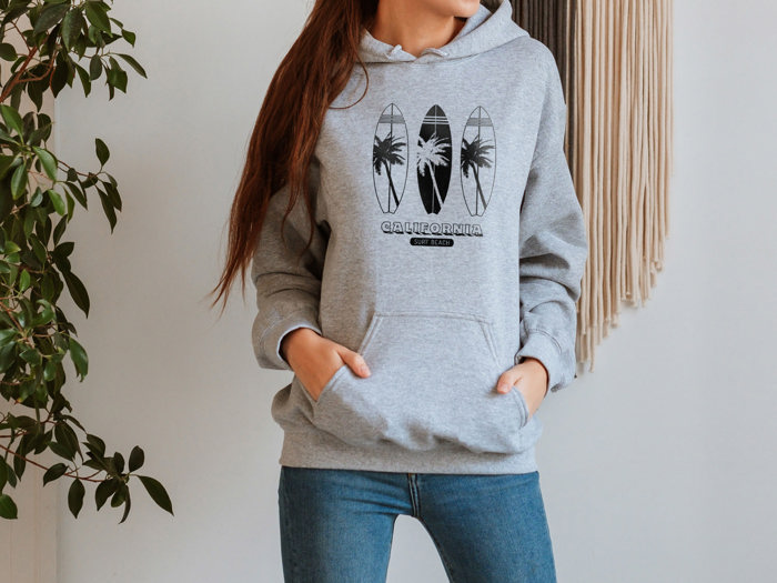 California Beach Three Surf Boards Hoodie